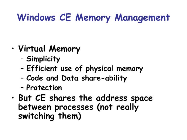 windows ce memory management