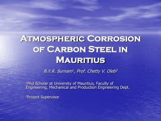 Atmospheric Corrosion of Carbon Steel in Mauritius