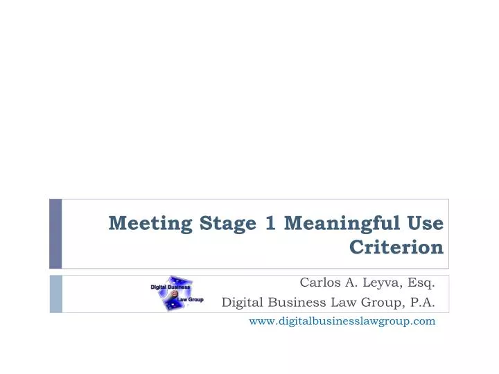 meeting stage 1 meaningful use criterion