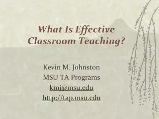What Is Effective Classroom Teaching?