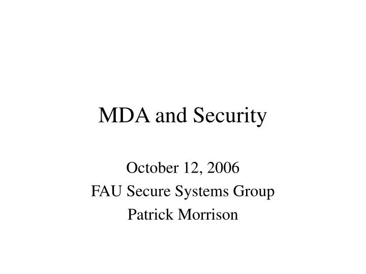 mda and security