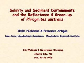 Salinity and Sediment Contaminants and the Reflectance &amp; Green-up of Phragmites australis
