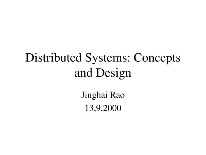 distributed systems concepts and design