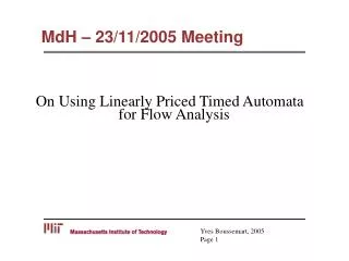 MdH – 23/11/2005 Meeting
