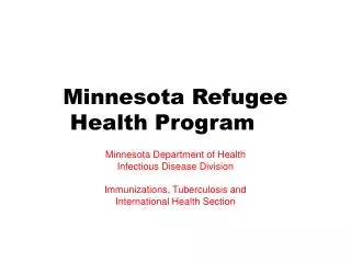 Minnesota Refugee Health Program