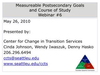 Measureable Postsecondary Goals and Course of Study Webinar #6