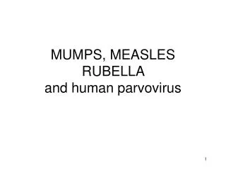 MUMPS, MEASLES RUBELLA and human parvovirus