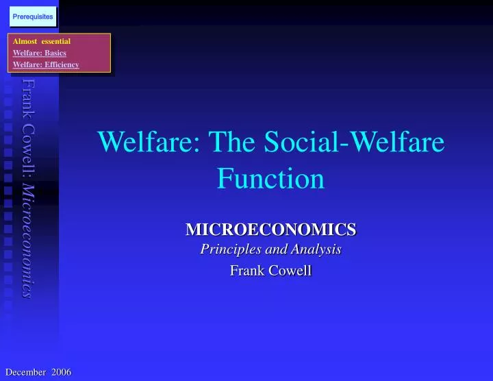 welfare the social welfare function