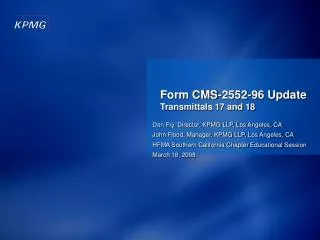 Form CMS-2552-96 Update Transmittals 17 and 18