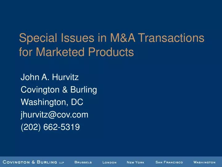 special issues in m a transactions for marketed products