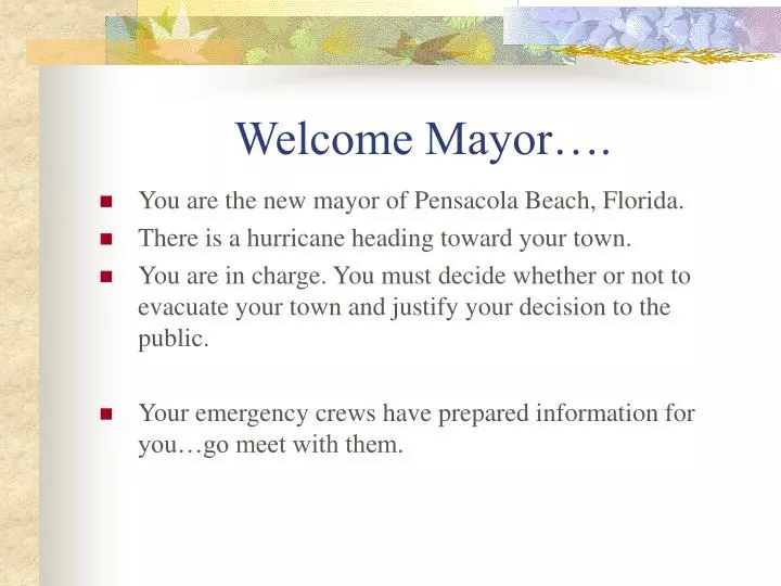 welcome mayor