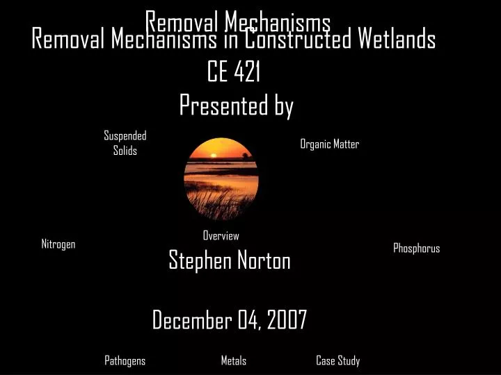 removal mechanisms in constructed wetlands ce 421 presented by