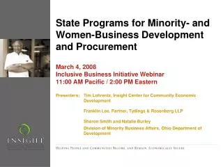 State Programs for Minority- and Women-Business Development and Procurement