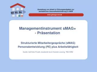 Managementinstrument sMAG+ - Präsentation