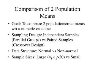 Comparison of 2 Population Means