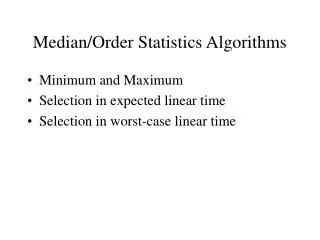 Median/Order Statistics Algorithms