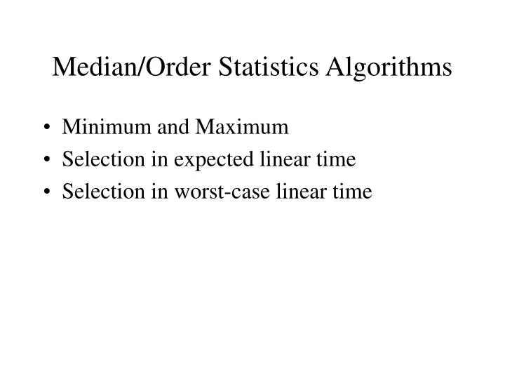 median order statistics algorithms