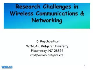 Research Challenges in Wireless Communications &amp; Networking