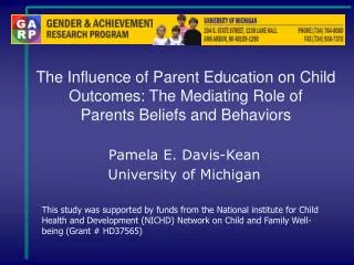 The Influence of Parent Education on Child Outcomes: The Mediating Role of Parents Beliefs and Behaviors