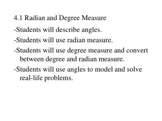 4.1 Radian and Degree Measure