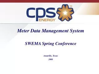 Meter Data Management System SWEMA Spring Conference Amarillo, Texas 2008