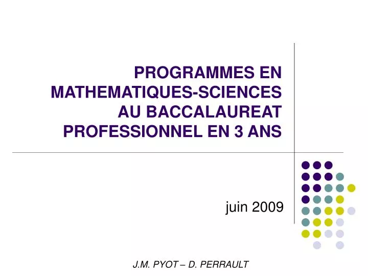 programmes en mathematiques sciences au baccalaureat professionnel en 3 ans