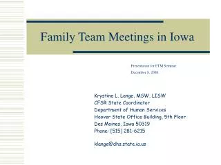 Family Team Meetings in Iowa