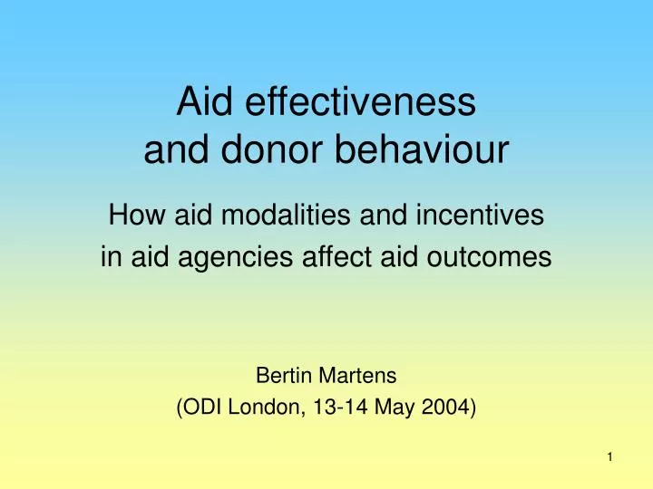 aid effectiveness and donor behaviour
