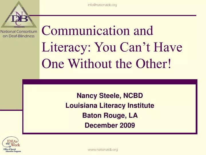 communication and literacy you can t have one without the other