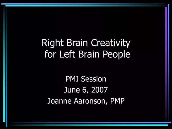 right brain creativity for left brain people