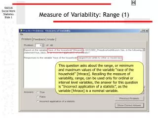 Measure of Variability: Range (1)