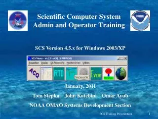Scientific Computer System Admin and Operator Training