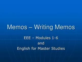 Memos – Writing Memos
