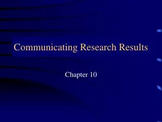 Communicating Research Results