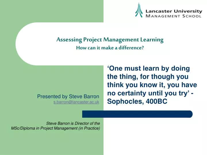 assessing project management learning how can it make a difference