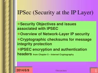 IPSec (Security at the IP Layer)