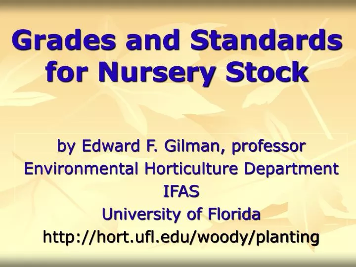 grades and standards for nursery stock