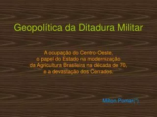 Geopolítica da Ditadura Militar