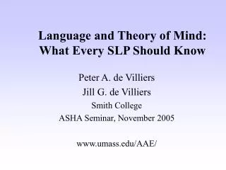 Language and Theory of Mind: What Every SLP Should Know