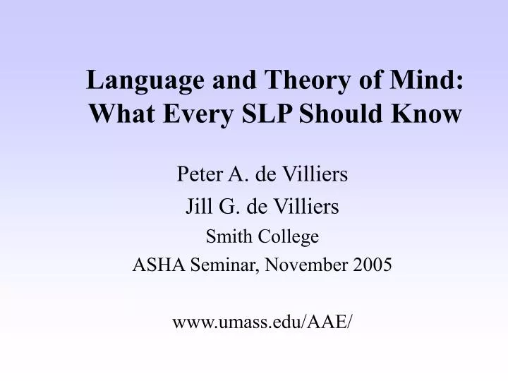 language and theory of mind what every slp should know