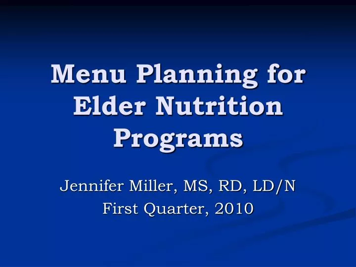 menu planning for elder nutrition programs