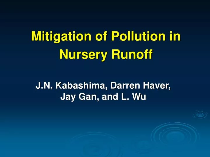 mitigation of pollution in nursery runoff