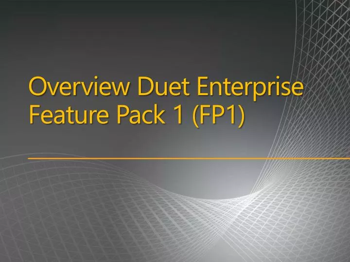 overview duet enterprise feature pack 1 fp1