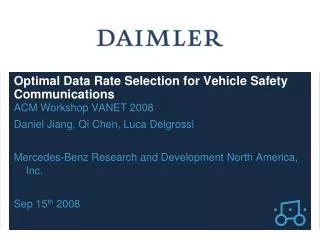 Optimal Data Rate Selection for Vehicle Safety Communications