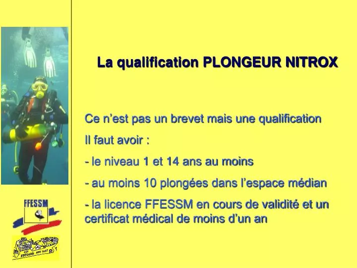 la qualification plongeur nitrox