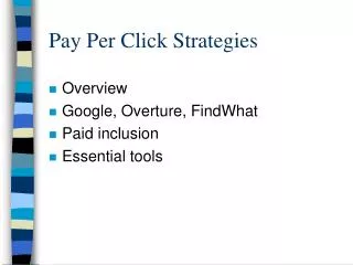 Pay Per Click Strategies