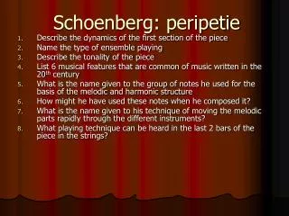 Schoenberg: peripetie