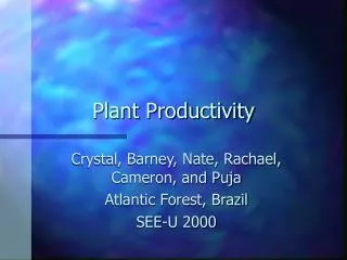 Plant Productivity