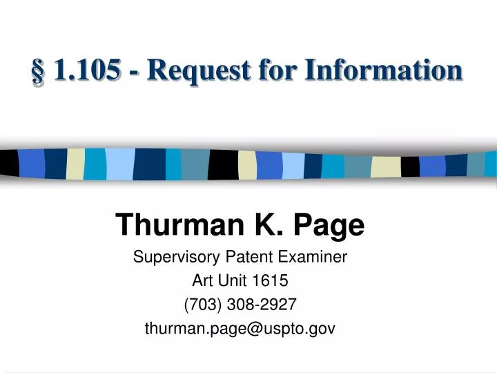 1 105 request for information