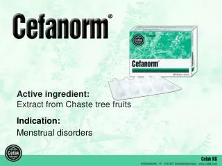 Active ingredient: Extract from Chaste tree fruits